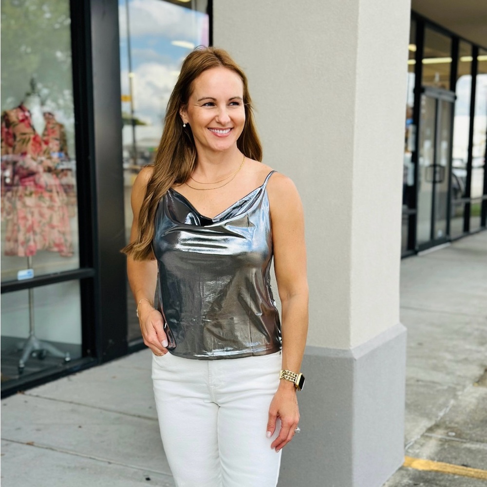Metallic holiday top